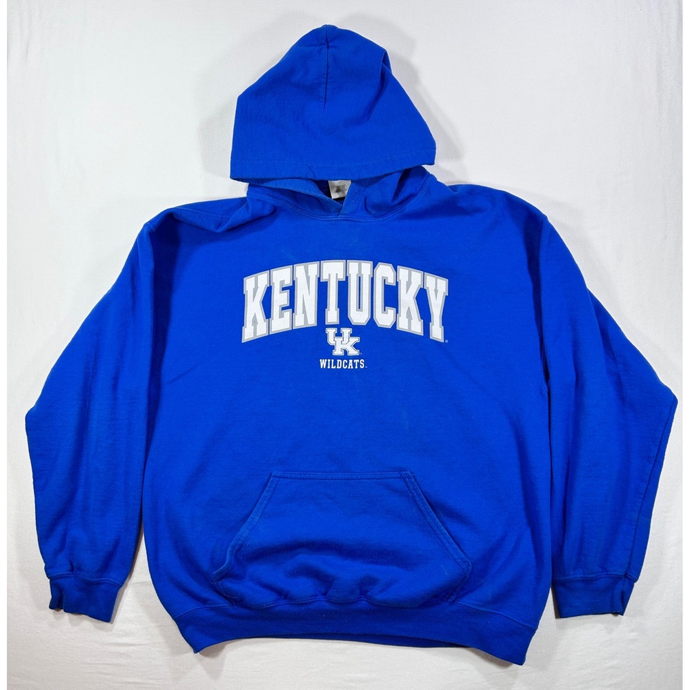 Gildan Heavy Blend Kentucky Wildcats Hoodie Royal Blue Mens Large UK Pullover